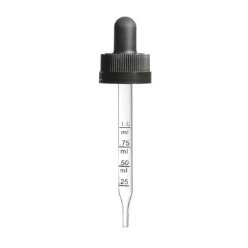 Calibrated Child Resistant Glass Dropper 89mm For 1oz Boston Round